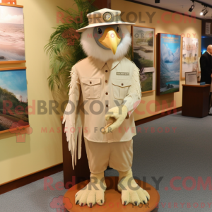 Beige Eagle maskot kostume...
