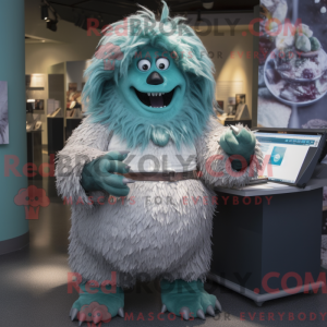 Teal Yeti mascot costume...