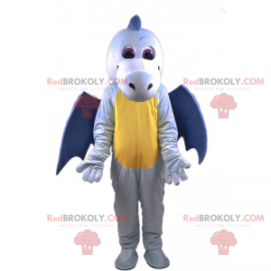 Blaues und gelbes Drachenmaskottchen - Redbrokoly.com