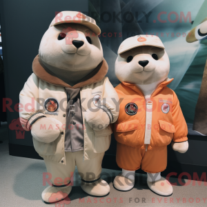Peach Seal mascottekostuum...