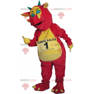 Růžový a žlutý drak maskot - Redbrokoly.com