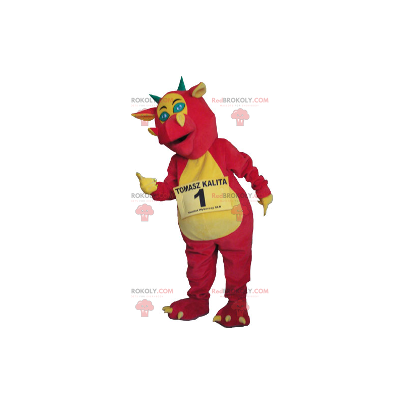 Růžový a žlutý drak maskot - Redbrokoly.com