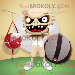 Beige Demon maskot drakt...