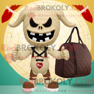 Beige Demon maskot drakt...