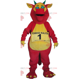 Mascotte de dragon rose et jaune - Redbrokoly.com