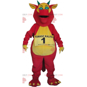 Pink and yellow dragon mascot - Redbrokoly.com