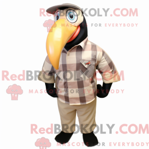 Beige Toucan maskot kostume...