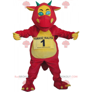 Růžový a žlutý drak maskot - Redbrokoly.com