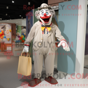 Grå klovne maskot kostume...