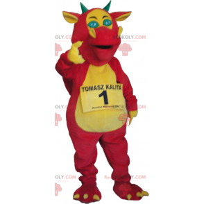 Lyserød og gul drage maskot - Redbrokoly.com