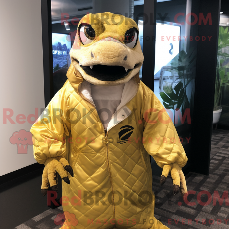 Gyllene maskotdräkt av Python med vindjacka och midjeband - Python Mascots - REBROKO_288780 - RedBrokoly.com