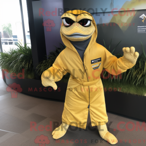 Gyllene maskotdräkt av Python med vindjacka och midjeband - Python Mascots - REBROKO_288781 - RedBrokoly.com