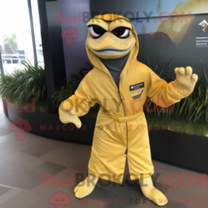 Gyllene maskotdräkt av Python med vindjacka och midjeband - Python Mascots - REBROKO_288781 - RedBrokoly.com
