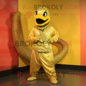 Gyllene maskotdräkt av Python med vindjacka och midjeband - Python Mascots - REBROKO_288783 - RedBrokoly.com