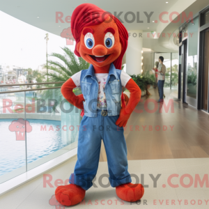 Rød havfrue maskot kostume...