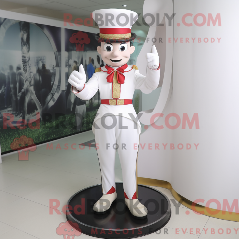 Fantasia de mascote White Ring Master com camiseta polo e pulseiras - Mascotes mestres do ringue - RedBrokoly.com