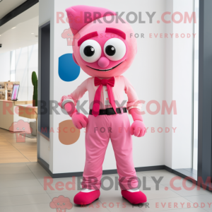 Pink Cyclops maskot kostume...