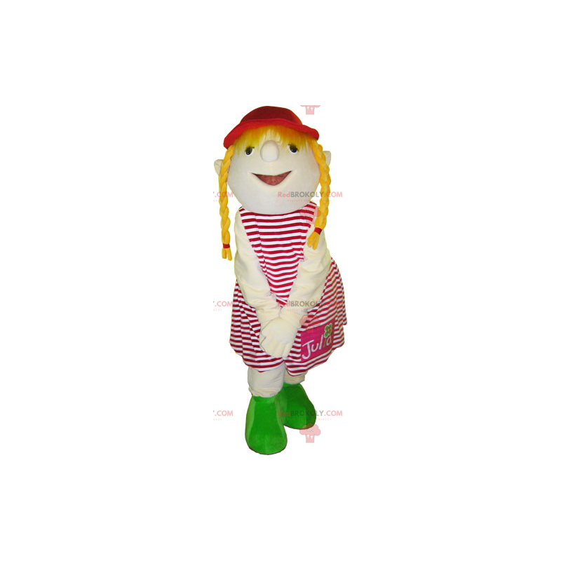 Malá dívka maskot s přikrývkami - Redbrokoly.com Malá dívka maskot s přikrývkami - Redbrokoly.com