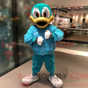 Turquoise Ganzen mascotte...