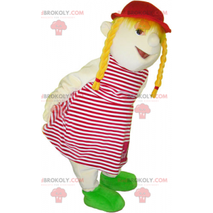 Lille pige maskot med dyner - Redbrokoly.com
