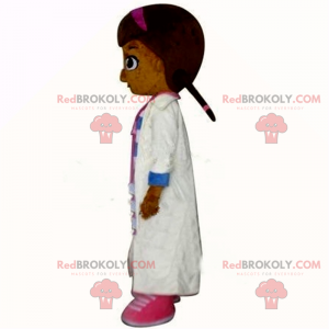 Mascotte de fillette en tenue de docteur - Redbrokoly.com