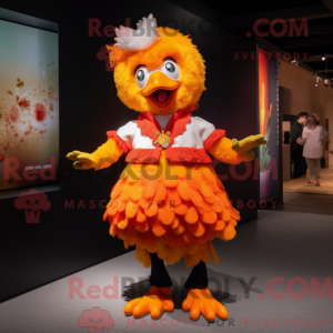Oranje kip mascottekostuum...