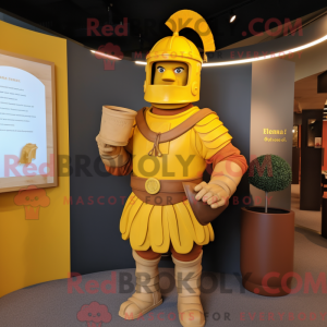 Yellow Roman Soldier mascot...