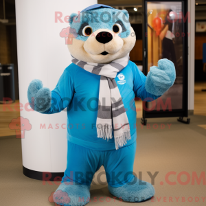 Sky Blue Marmot mascotte...