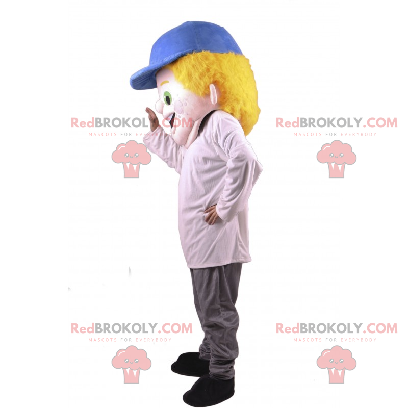 Drengemaskot med blå hætte - Redbrokoly.com