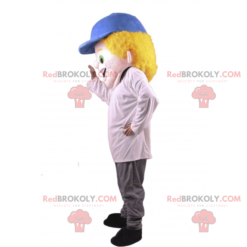 Mascotte de garçon avec casquette bleu - Redbrokoly.com