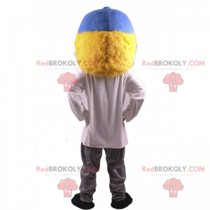 Mascote menino com boné azul - Redbrokoly.com