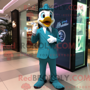 Blågrøn gæs maskot kostume...