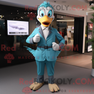 Blågrøn gæs maskot kostume...