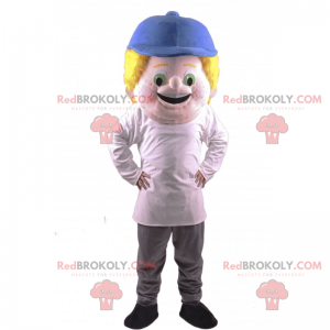 Mascotte de garçon avec casquette bleu - Redbrokoly.com