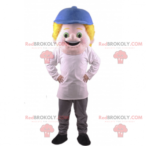 Mascote menino com boné azul - Redbrokoly.com