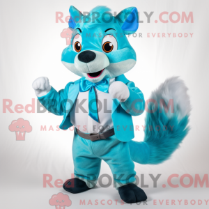 Cyan egern maskot kostume...