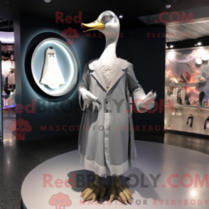 Fantasia de mascote de cisne cinza com vestido e abotoaduras - Mascotes cisne - REBROKO_289171 - RedBrokoly.com