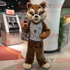 Hnědá postava maskota Lynx...