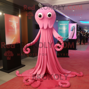 Pink Squid mascottekostuum...