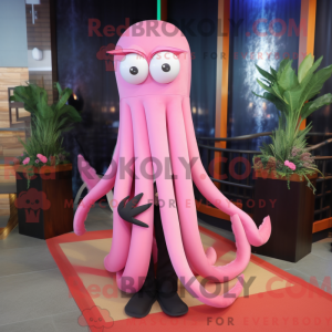 Pink Squid mascottekostuum...
