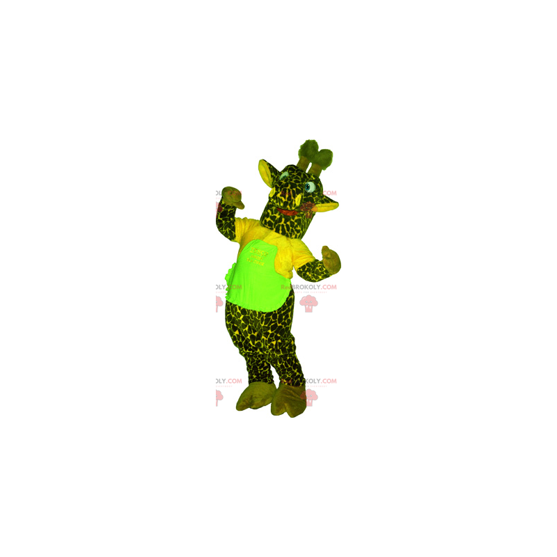 Mascote girafa verde com camiseta - Redbrokoly.com Mascote girafa verde com camiseta - Redbrokoly.com