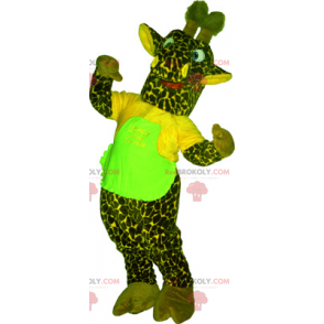 Mascota de jirafa verde con camiseta - Redbrokoly.com