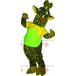 Mascotte de girafe verte avec teeshirt - Redbrokoly.com