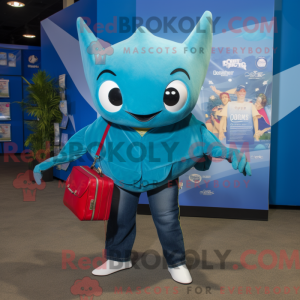 Blågrøn Manta Ray maskot...