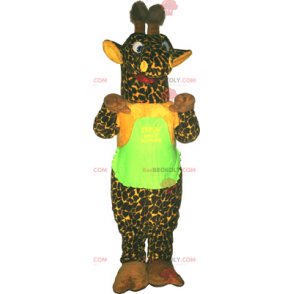 Mascotte de girafe verte avec teeshirt - Redbrokoly.com