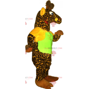 Mascotte de girafe verte avec teeshirt - Redbrokoly.com