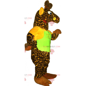 Mascotte giraffa verde con t-shirt - Redbrokoly.com
