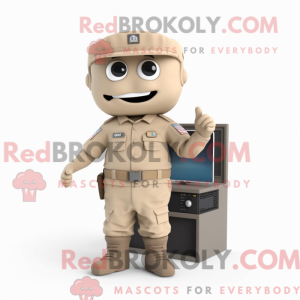 Beige TV-maskotdraktfigur...