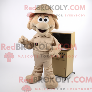 Beige TV-maskotdraktfigur...