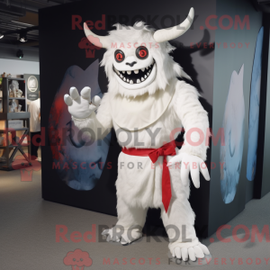 Hvit Demon maskot drakt...